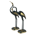 Статуэтка бронзовая пара Журавли синие Bronze Birds варинант исполнения - 1 | Loft Concept в Грозном