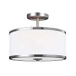 Потолочный светильник с цилиндрическим плафоомн из опалового матового стекла с металлическим обручем Feiss варинант исполнения - 1 | Loft Concept в Грозном