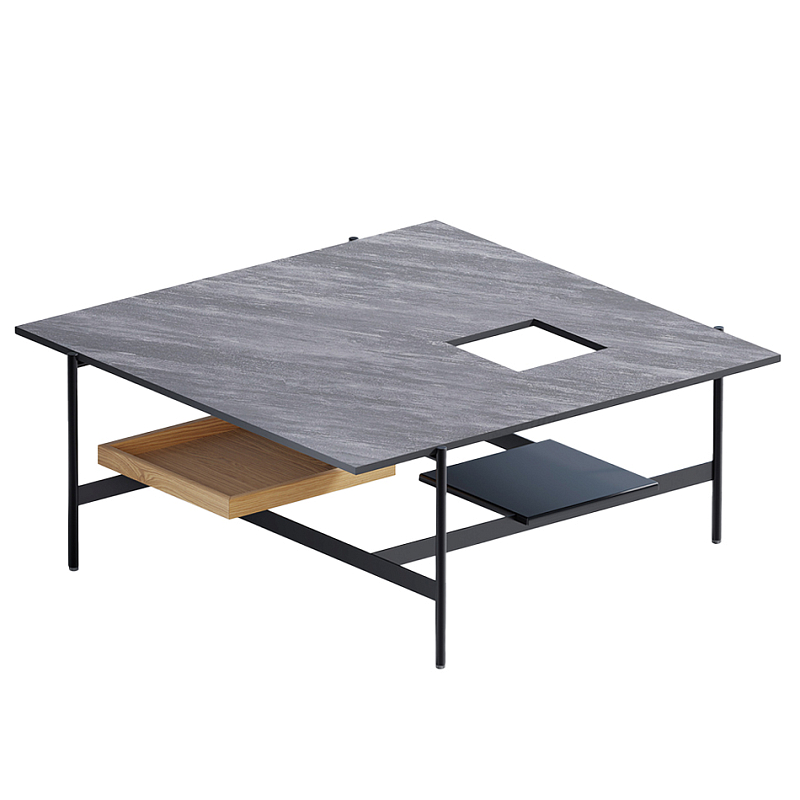 Karat журнальный столик цвета серый камень с съемным подносом Серый Черный в Грозном | Loft Concept 