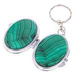 Зеркало брелок карманное двухстороннее из натурального камня Малахит Stone Mirrors варинант исполнения - 2 | Loft Concept в Грозном