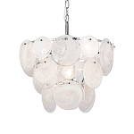 Люстра из белых стеклянных дисков на серебрянном каркасе White Glowing Reflectors варинант исполнения - 1 | Loft Concept в Грозном