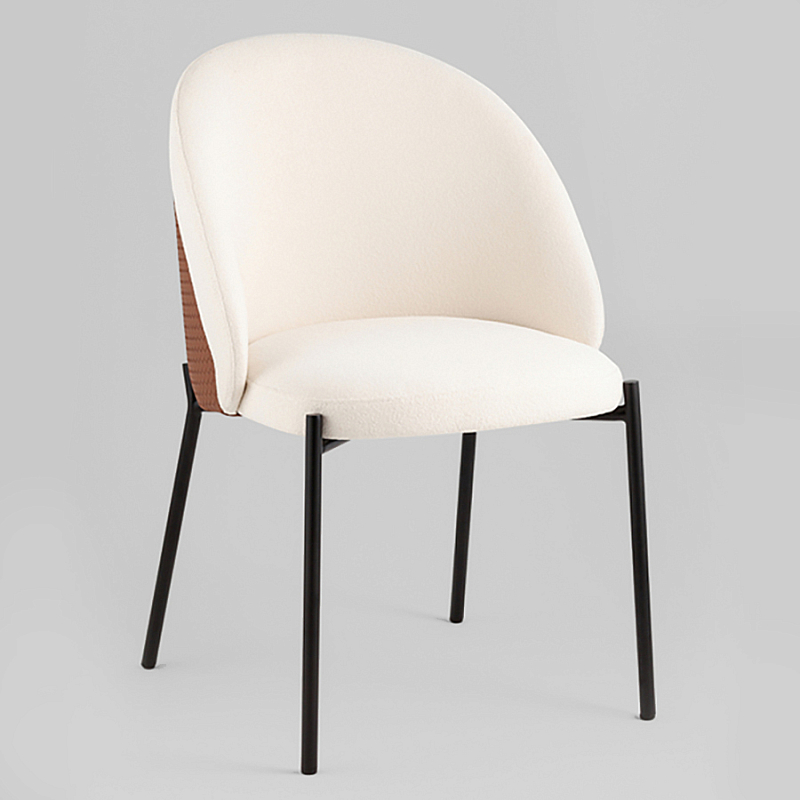 Стул обеденный Mauldine с экокожей Молочный Черный Охра в Грозном | Loft Concept 
