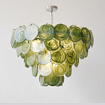 Люстра из зеленых стеклянных дисков с перламутровым эффектом Green Glowing Glaze варинант исполнения - 2 | Loft Concept в Грозном