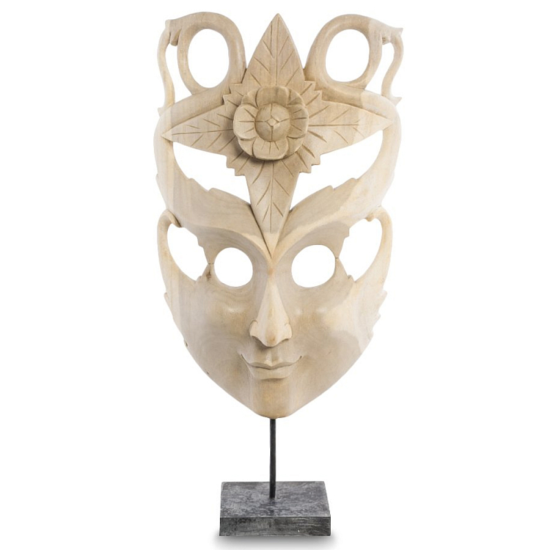 Маска ручной работы деревянная с резьбой Mask of Happiness Бежевый в Грозном | Loft Concept 