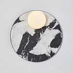 Бра круглое с каменным черно-белым основанием и плафоном из стекла Shaw Marble Lighting варинант исполнения - 1 | Loft Concept в Грозном