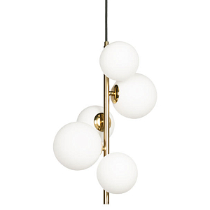 Подвесной светильник с 5-ю белыми шарообразными плафонами Bubble Chandelier