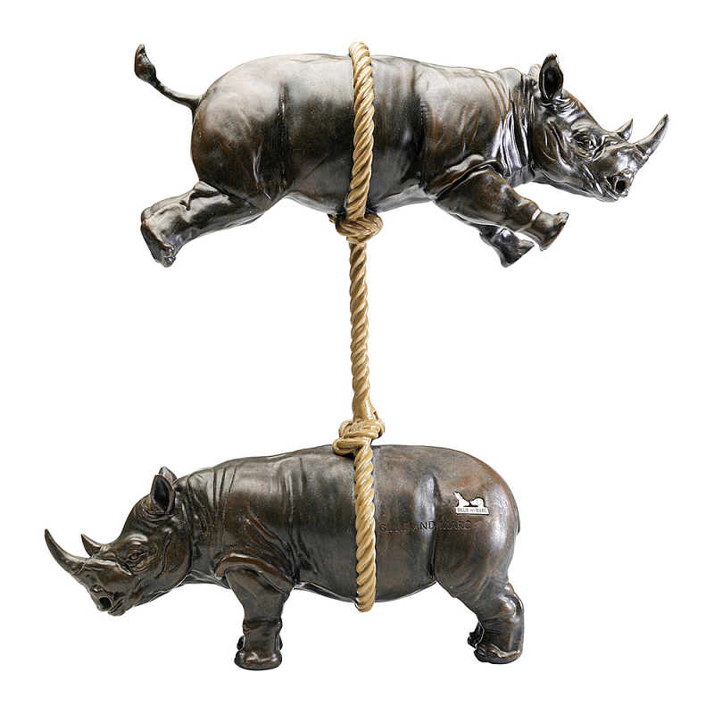 Декоративная статуя из стали Duo Rhinos Коричневый Песочный в Грозном | Loft Concept 