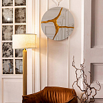 Зеркало кругле с декоративной золотой вставкой Golden Tree варинант исполнения - 3 | Loft Concept в Грозном