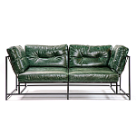 Диван Лофт Натуральная Винтажная кожа Зеленый Two Seat Encounter Leather Sofa варинант исполнения - 1 | Loft Concept в Грозном