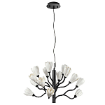 Люстра подвесная черного цвета с ветвями и белыми фарфоровыми цветами Floralis варинант исполнения - 2 | Loft Concept в Грозном