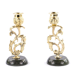 Подсвечники бронзовые на подставке из натурального камня нефрит Stone Candlestick варинант исполнения - 3 | Loft Concept в Грозном