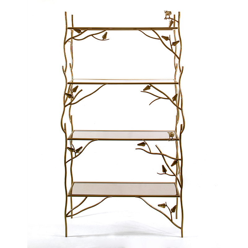 Стеллаж металлический с птичками Primavera Латунь в Грозном | Loft Concept 
