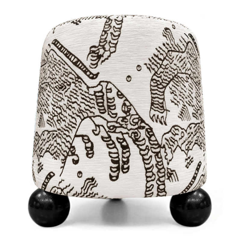 Пуф Wakonda Черно-Белый с Круглыми Черными ножками Белый Черный в Грозном | Loft Concept 