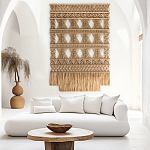Панно на стену плетеное Макраме бежевый цвет  варинант исполнения - 1 | Loft Concept в Грозном