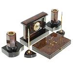 Настольный письменный набор с часами из природного камня обсидиана Royal Stone варинант исполнения - 2 | Loft Concept в Грозном