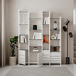 Стеллаж прямой ассиметричный с полками и 4-мя дверцами ARYA BOOKCASE WHITE варинант исполнения - 4 | Loft Concept в Грозном