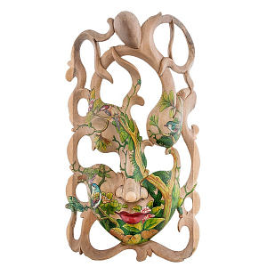 Маска деревянная резная расписная Tropical Paradise