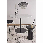 Круглый обеденный стол с белой мраморной столешницей White Tabletop on Black Base варинант исполнения - 3 | Loft Concept в Грозном