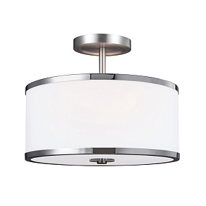 Потолочный светильник с цилиндрическим плафоомн из опалового матового стекла с металлическим обручем Feiss