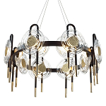 Люстра подвесная круглая черного цвета с круглыми прозрачными плафонами Virelia  варинант исполнения - 1 | Loft Concept в Грозном