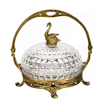 Конфетница из прозрачного рельефного стекла с ручкой и фигуркой лебедя Eden Garden варинант исполнения - 1 | Loft Concept в Грозном