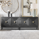 Тумба черная из дерева двухдверная Geometric Double Door Nightstand варинант исполнения - 4 | Loft Concept в Грозном