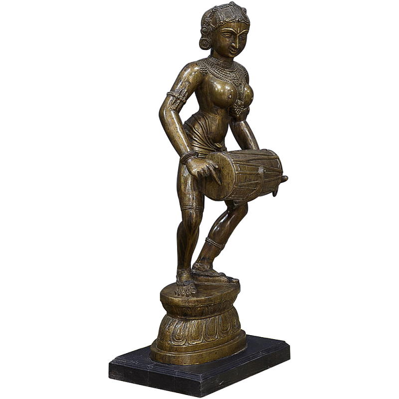 Декоративная статуэтка из латуни Dancing Woman with Mridangam Винтажная латунь Декоративная статуэтка из латуни Dancing Woman with Mridangam Винтажная латунь в Грозном | Loft Concept
