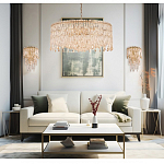 Люстра круглая с хрустальными подвесками на золотистом каркасе Roul Crystal Light варинант исполнения - 11 | Loft Concept в Грозном