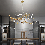 Люстра в виде золотой ветки с цветами Glass Flower Pendant Light варинант исполнения - 5 | Loft Concept в Грозном
