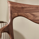 Стул деревянный с мягким сиденьем из коричневой натуральной кожи Moon Walnut Furniture варинант исполнения - 8 | Loft Concept в Грозном