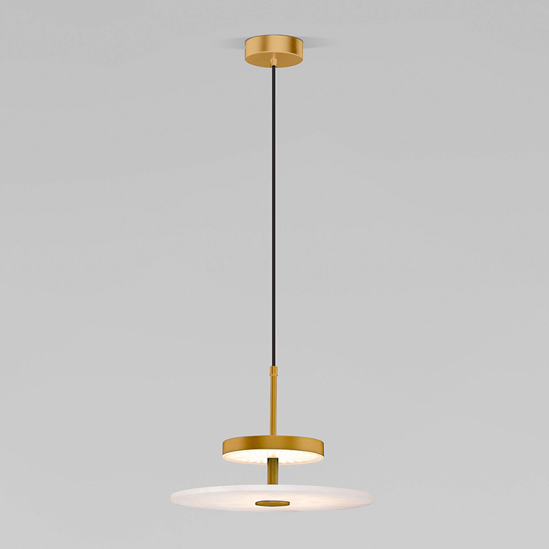 Светодиодный подвесной светильник латунь с мраморным рассеивателем Латунь Белый Мрамор Bianco в Грозном | Loft Concept 