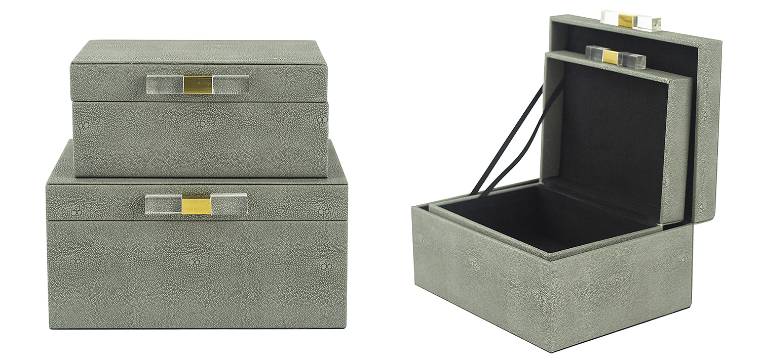Комплект шкатулок Stingray Skin Gray Boxes Комплект шкатулок Stingray Skin Gray Boxes - Loft-Concept в Грозном