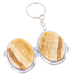 Зеркало брелок карманное двухстороннее из натурального камня Оникс Silver Stone Mirrors варинант исполнения - 2 | Loft Concept в Грозном