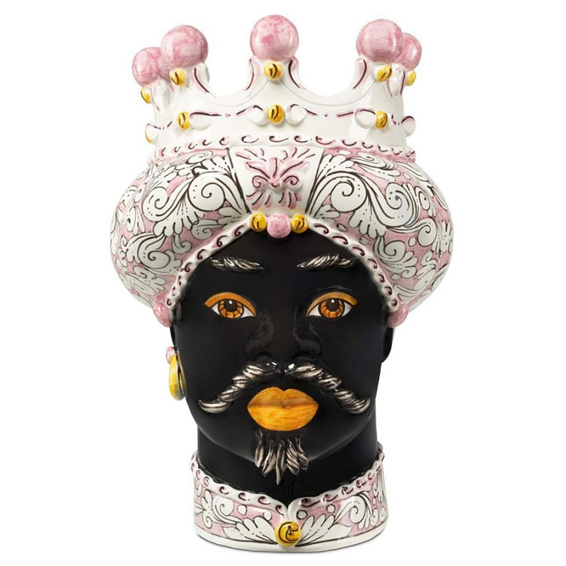Ваза Vase Moro Man Ornate Pink Черный Розовый Белый Ваза Vase Moro Man Ornate Pink Черный Розовый Белый в Грозном | Loft Concept