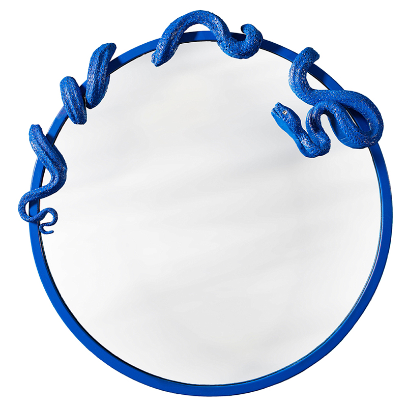 Зеркало круглое в синей раме в виде змеи Temptation Синий в Грозном | Loft Concept 