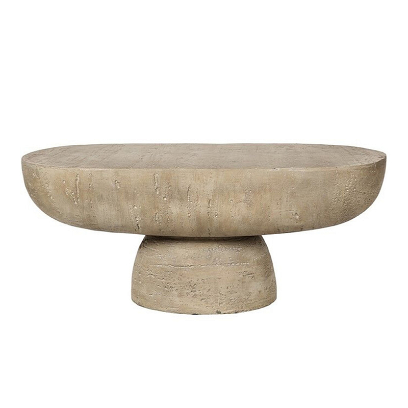 Столик кофейный кремового цвета с овальной столешницей и круглым основанием Cream Dalmen Table Кремовый в Грозном | Loft Concept 