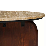 Кофейный столик с круглой столешницей на 2-х массивных деревянных ножках Tandem Travertine and Wood варинант исполнения - 3 | Loft Concept в Грозном