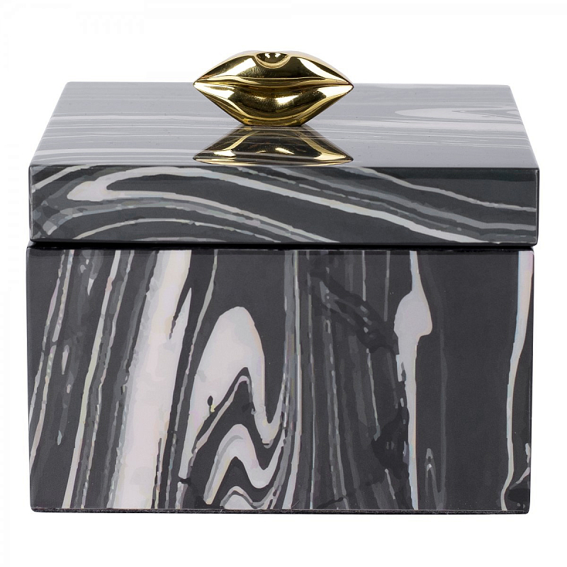 Шкатулка KISS BOX Черный Белый Глянцевое золото Шкатулка KISS BOX Черный Белый Глянцевое золото в Грозном | Loft Concept