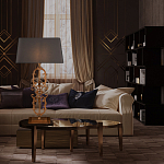 Настольная лампа на ажурном чугунном основании с тканевым серым абажуром Openwork Lamp варинант исполнения - 5 | Loft Concept в Грозном