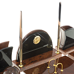 Настольный письменный набор с часами из природного камня обсидиана Oval Office варинант исполнения - 3 | Loft Concept в Грозном