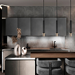 Подвесной светильник с узким цилиндрическим плафоном и золотым металлическим декором Concrete Pipe варинант исполнения - 8 | Loft Concept в Грозном