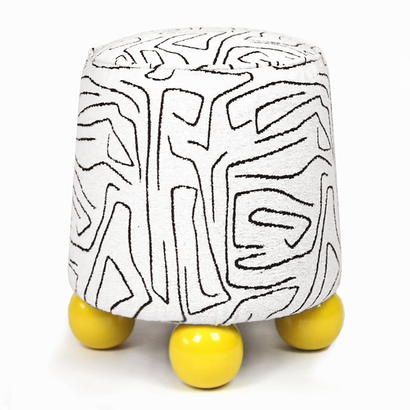 Пуф Wakonda с Желтыми круглыми ножками Белый Желтый в Грозном | Loft Concept 