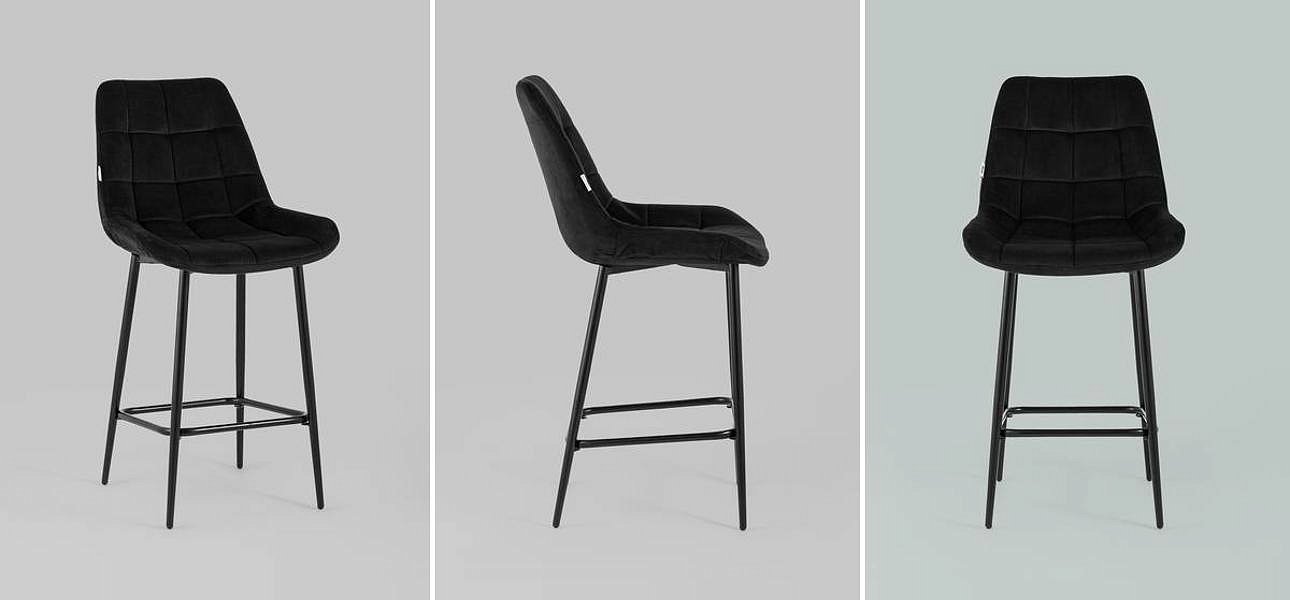 Стул Полубарный NANCY Chair посадка 65 см Черный Велюр Стул Полубарный NANCY Chair посадка 65 см Черный Велюр - Loft-Concept в Грозном
