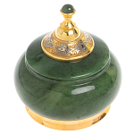 Икорница с крышкой с гравировкой из натурального камня Нефрит Decorative Cavair Dishes варинант исполнения - 1 | Loft Concept в Грозном