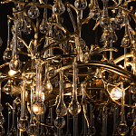 Подвесная люстра в виде ветвей деревьев золотого цвета с прозрачными подвесками-каплями 8 и 14 ламп Droplet Chandelier варинант исполнения - 7 | Loft Concept в Грозном