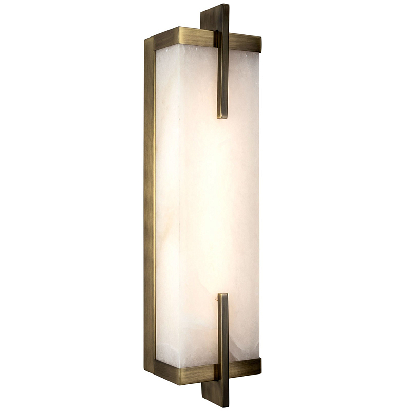 Бра со стеклянным плафоном имитация мрамора Tommaso Rectangular Bronze Marble Wall Lamp Белый Бронза Бра со стеклянным плафоном имитация мрамора Tommaso Rectangular Bronze Marble Wall Lamp Белый Бронза в Грозном | Loft Concept
