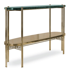 Консоль овальной формы золотая с полкой для хранения Craig