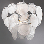 Люстра из белых стеклянных дисков на серебрянном каркасе White Glowing Reflectors варинант исполнения - 7 | Loft Concept в Грозном