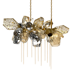 Люстра подвесная с 22-мя гранёными стеклянными плафонами с вертикальными подвесками Gilded Mirage  варинант исполнения - 1 | Loft Concept в Грозном