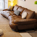 Диван кожаный с каркасом из массива дерева Medieval Furniture варинант исполнения - 4 | Loft Concept в Грозном